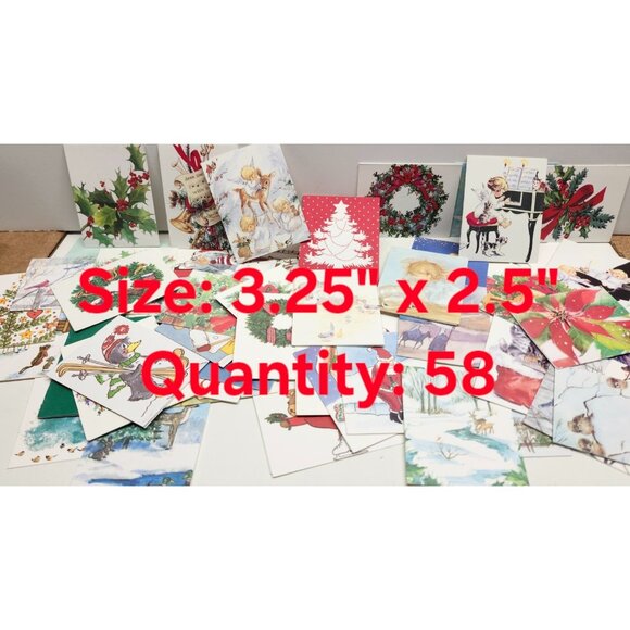 Lot of 58 Vintage Kristin Elliott Christmas Greeting Cards 3.25"x2.5" Holiday - Picture 9 of 9